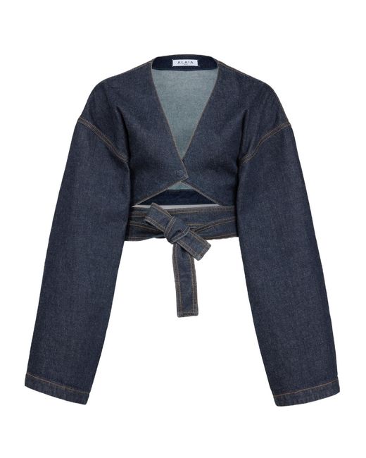 Alaïa Blue Wrap Denim Jacket