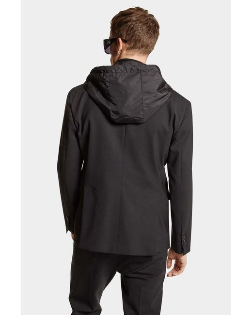 DSquared² Black Double Layered Hooded Jacket for men