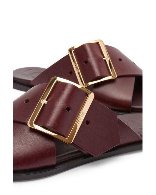 Loewe Brown Square-Toe Slip-On Sandals