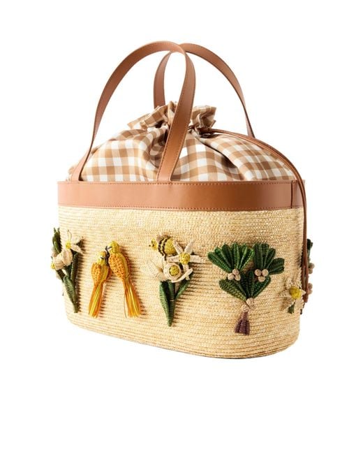 Aquazzura Metallic Appliquéd Leather-Trimmed Raffia Tote