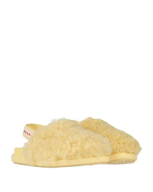 Marni Yellow Shearling Mules
