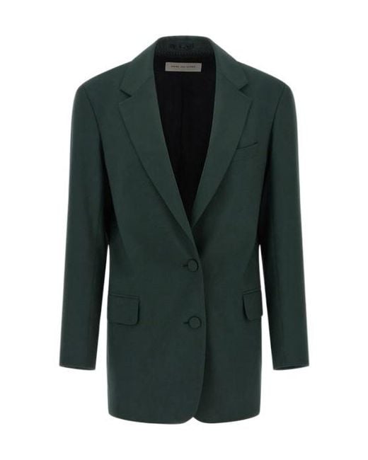 Dries Van Noten Green Basti Single-Breasted Blazer