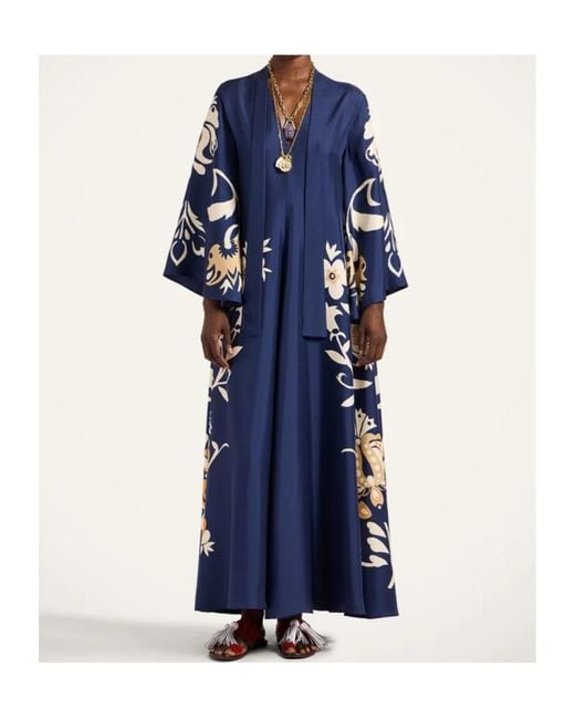 LaDoubleJ Blue La Doublej Floral V-Neck Dress