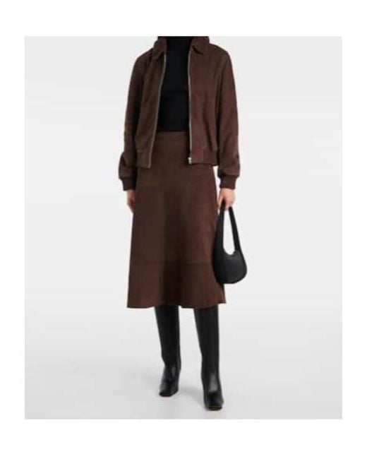 Yves Salomon Brown Suede Midi Skirt