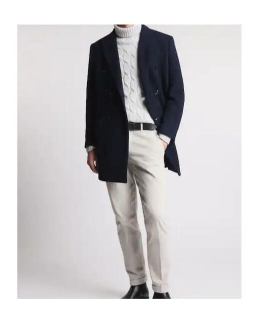Fay Blue Double-Breasted Coat for men