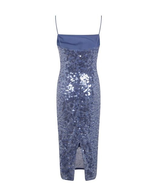 Ralph Lauren Blue Lauren Sequined Slip Midi Dress