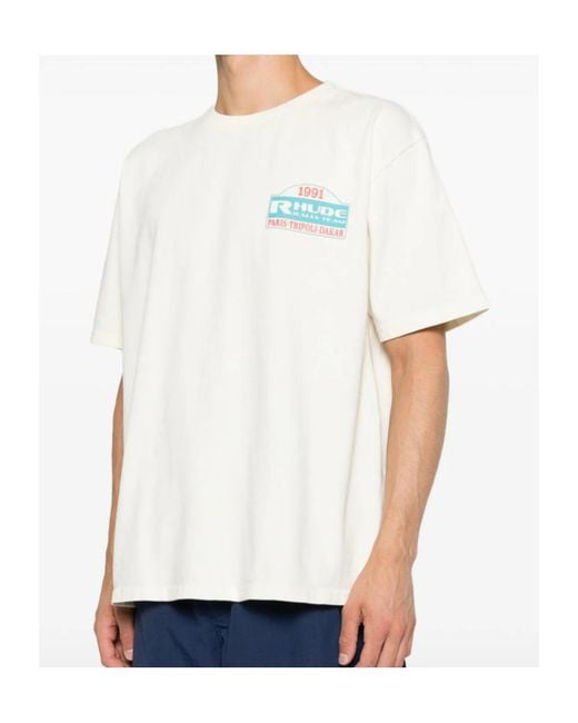 Rhude White Short-Sleeved Crewneck T-Shirt for men