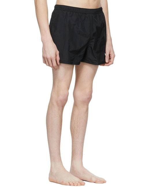 AMI Gray Ami Logo Embossed Elastic Waistband Swim Shorts for men