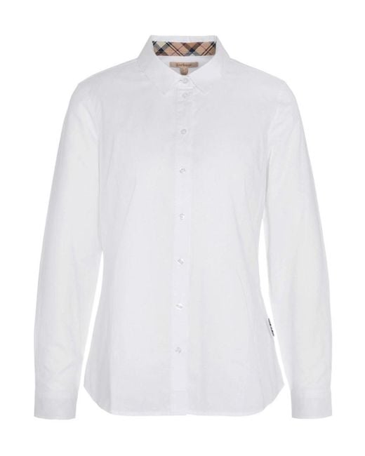 Barbour White Collared Button-Up Shirt