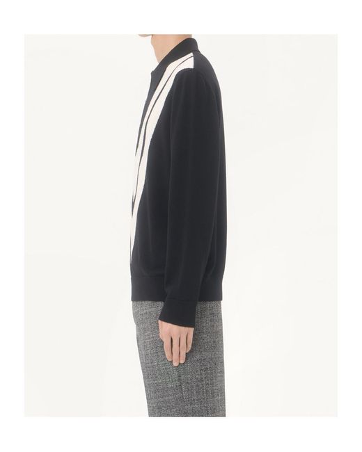 Valentino Black Wool Polo Shirt With Inlaid V for men