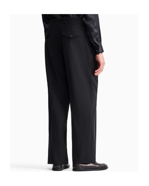 Giorgio Armani Black Pleated Wide-Leg Trousers for men