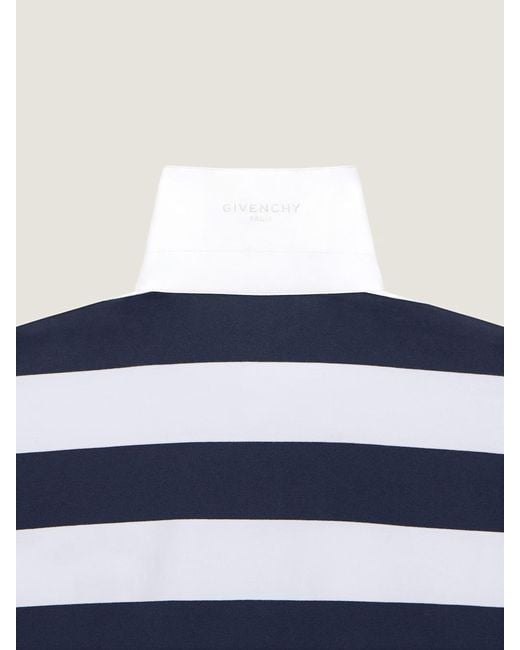 Givenchy Blue Paris Logo Embroidered Striped Polo Shirt for men