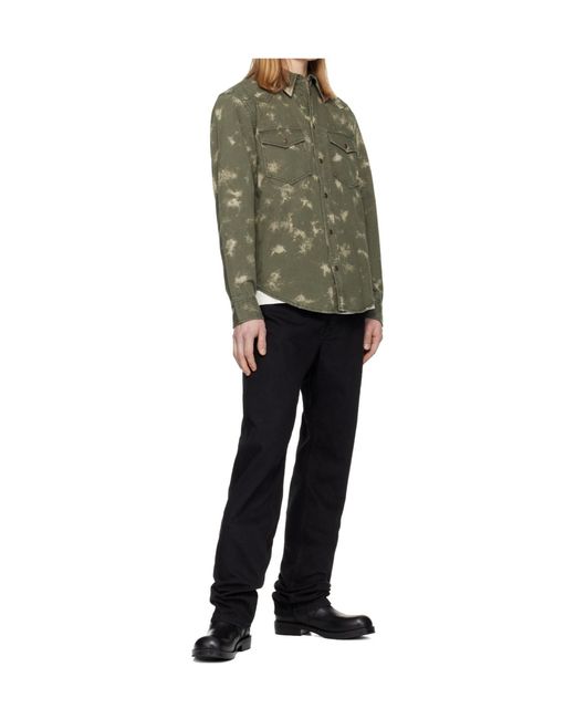 Isabel Marant Green Curved-Hem Shirt for men