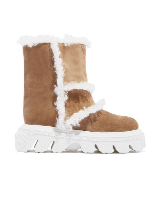 Casadei White Dolomiti Marica Faux-Fur Detailed Boots