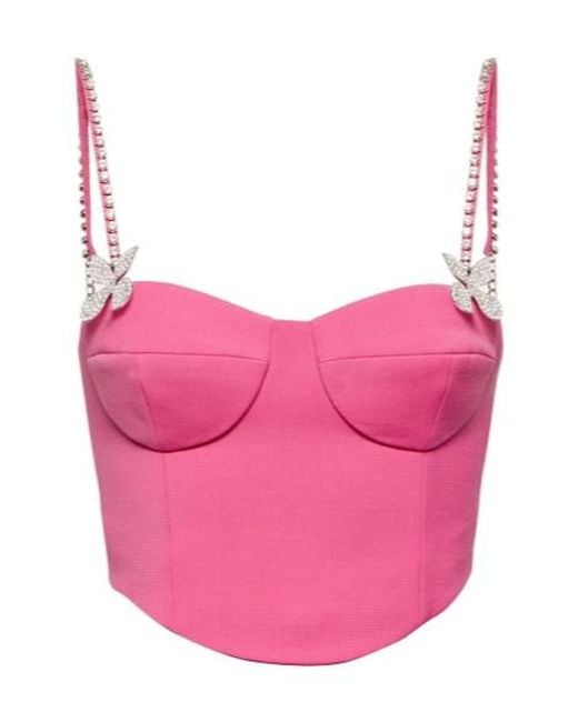 Area Pink Embellished Wool Bustier
