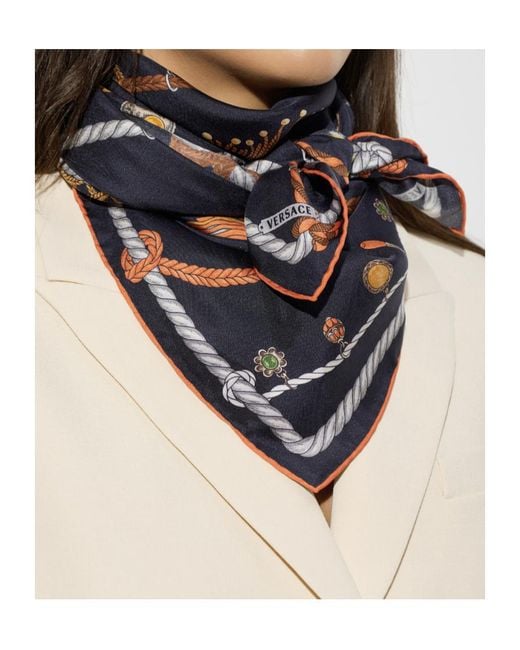Versace Black Medusa Rope Printed Scarf for men