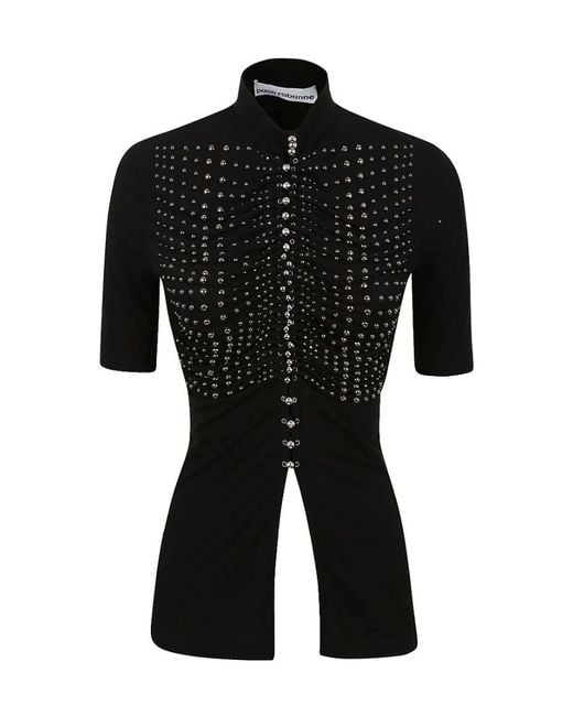 Rabanne Black Stud-Detail Jersey Top