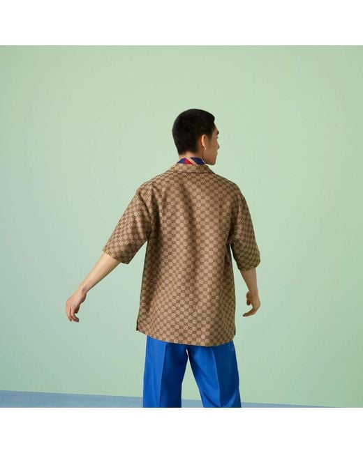 Gucci Brown Gg Supreme Oversized Shirt for men