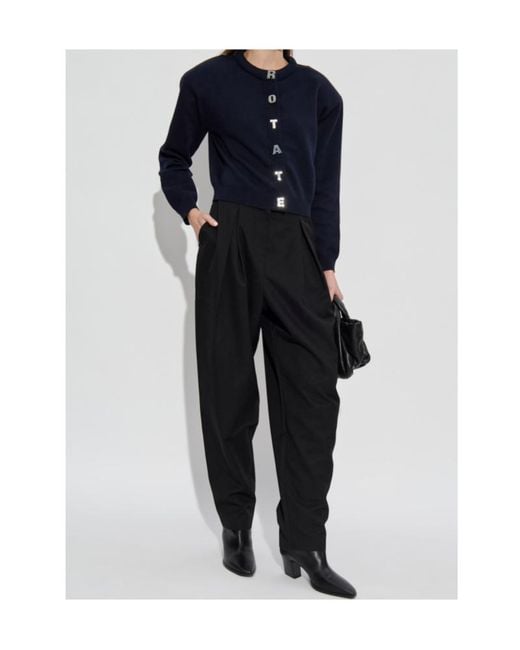 ROTATE BIRGER CHRISTENSEN Blue Letter Firm Knit Cardigan