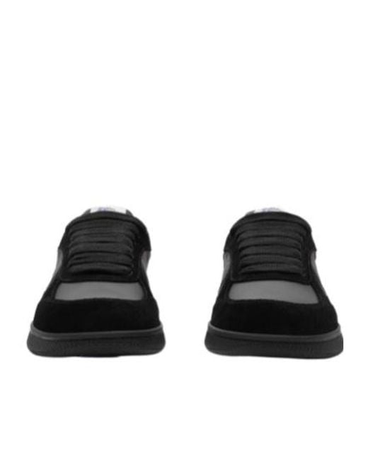 Burberry Black Leather Check Terrace Sneakers for men