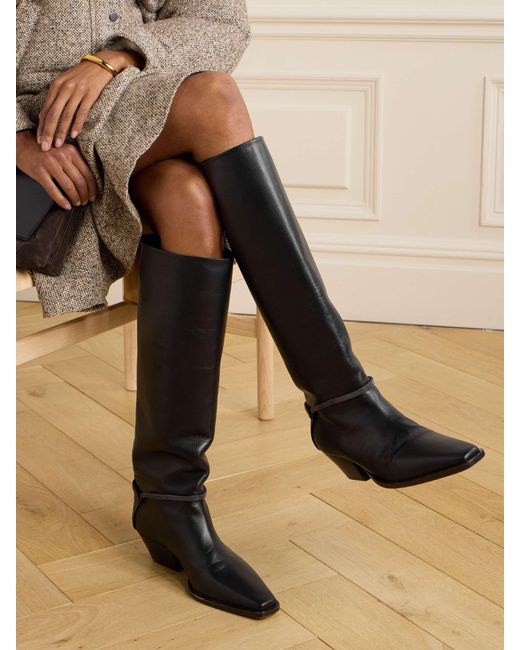 Brunello Cucinelli Black Square-Toe Tall Boots