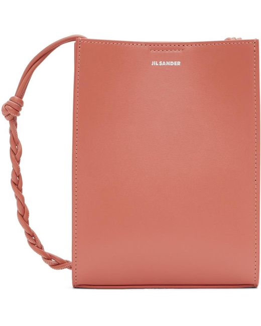 Jil Sander Pink Tangle Small Logo Embossed Crossbody Bag