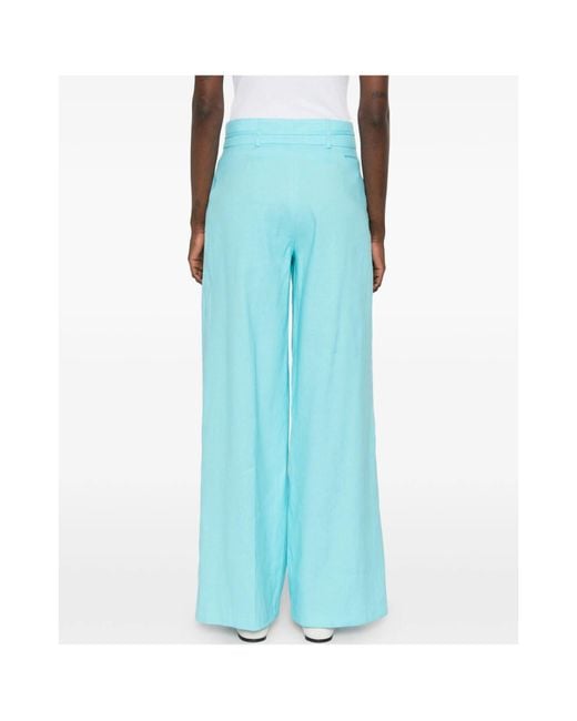 ERMANNO FIRENZE Blue Drawstring Pleated Trousers