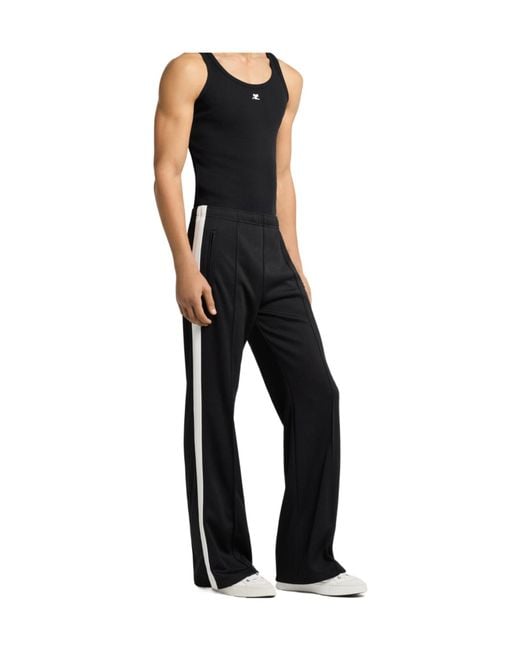 Courreges Black Side-Stripe Pintuck Track Pants for men