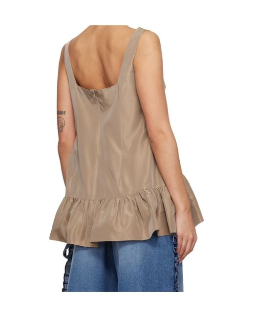Simone Rocha Blue Asymmetrical Collar Ruffled Top
