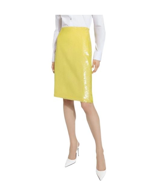Dolce & Gabbana Yellow Sequin-Embellished Pencil Skirt