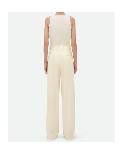 Bottega Veneta Natural Pleated Wide Leg Trousers