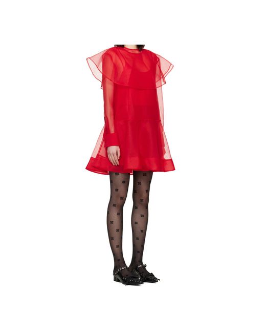 Ganni Red Round Neck Dress