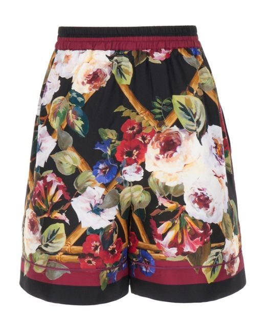 Dolce & Gabbana Red Floral Print Shorts