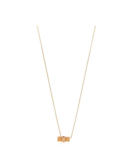 Ferragamo White Ferragamo Vara Bow Pendant Necklace