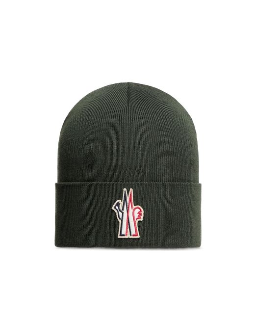 Moncler Green Logo Wool Beanie for men