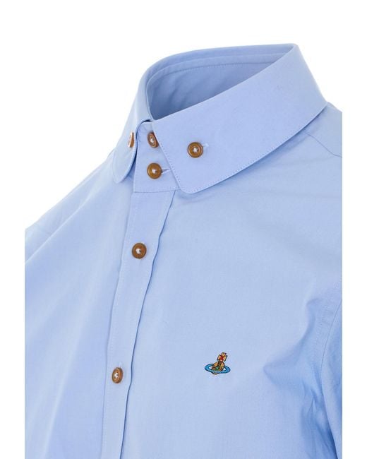 Vivienne Westwood White Orb-Embroidered Organic-Cotton Shirt for men