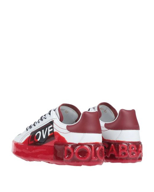 Dolce & Gabbana Red Low-Top Genuine Leather Casual Shoes