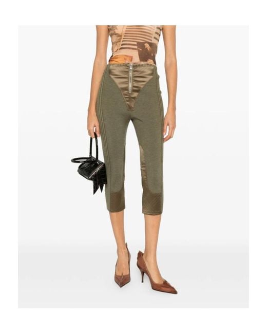 Jean Paul Gaultier Green Zip-Fastening Panel-Detail Trousers