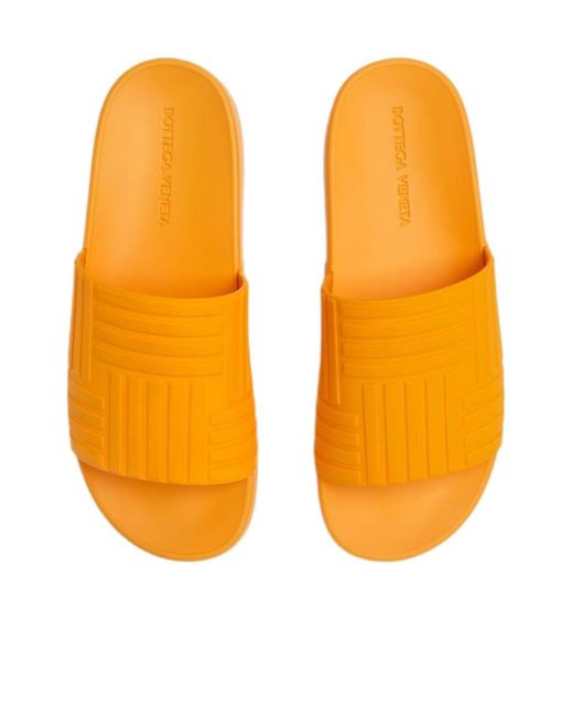 Bottega Veneta Orange Flat Slide Sandals