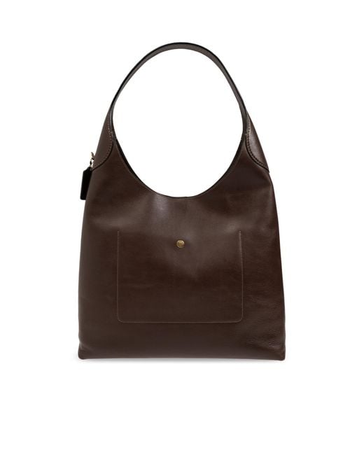 COACH Brown Brooklyn 39 Logo Detailed Shoulder Bag