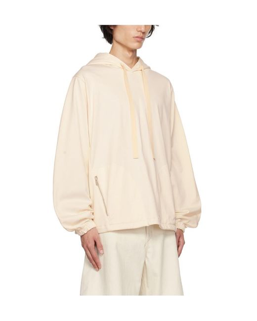 Jil Sander Natural Pull Rope Hooded Sweater for men