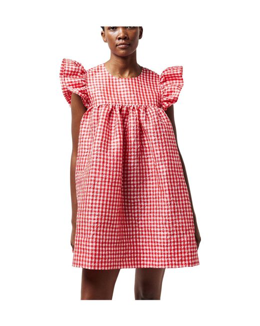 Ganni Red Ruffled Mini Dress