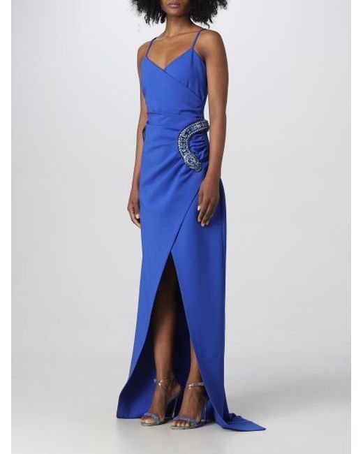 Balmain Blue Snake-Detail Maxi Dress
