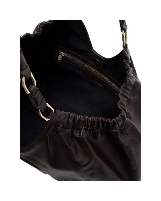 Anine Bing Black Logo Embossed Medium Kate Tote Bag