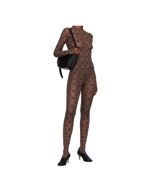 MARINE SERRE Multicolor Moon-Floral Flocked Mesh Tights