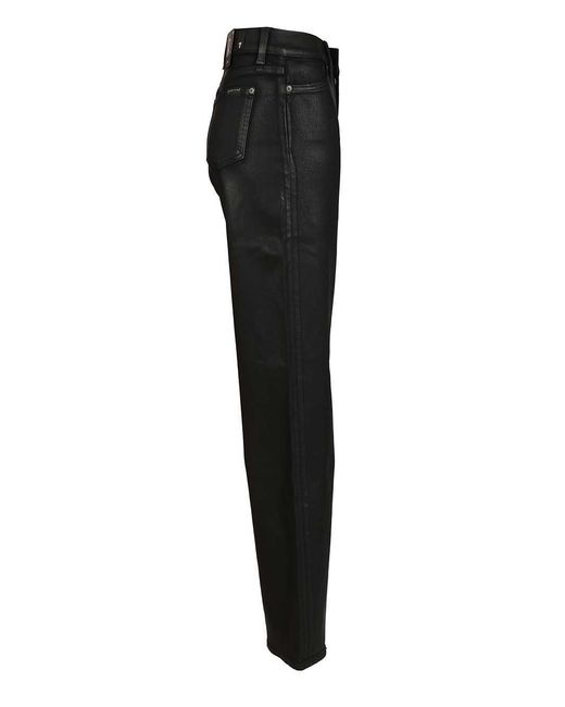 7 For All Mankind Black Lotta Coated Wide-Leg Jeans