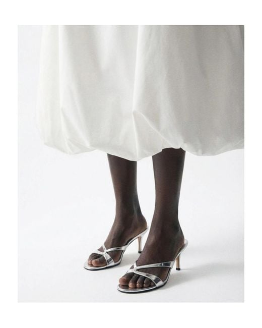 Scarosso White Pauli Kitten Heel Sandals