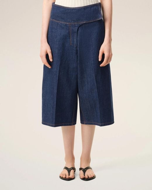 AMI Blue Ami Logo Patch Denim Shorts