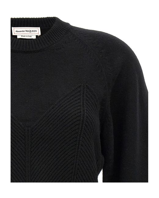 Alexander McQueen Black Chevron Corset Crewneck Jumper