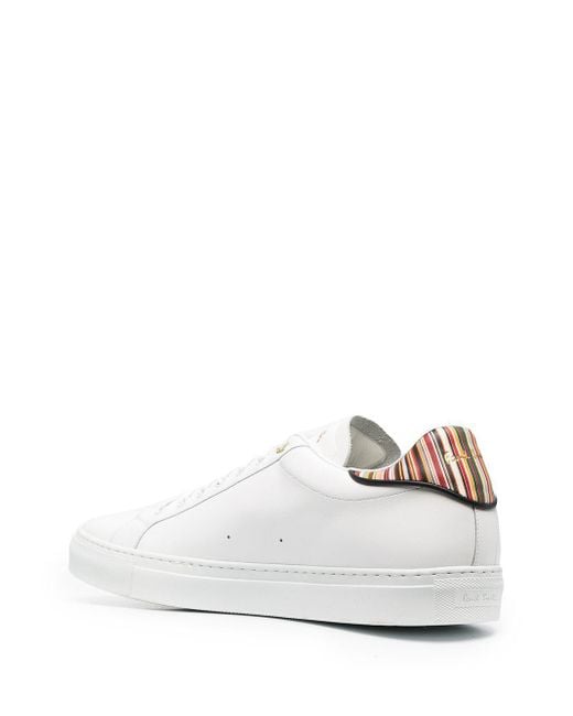 Paul Smith White Stripe-Detailed Lace-Up Sneakers for men